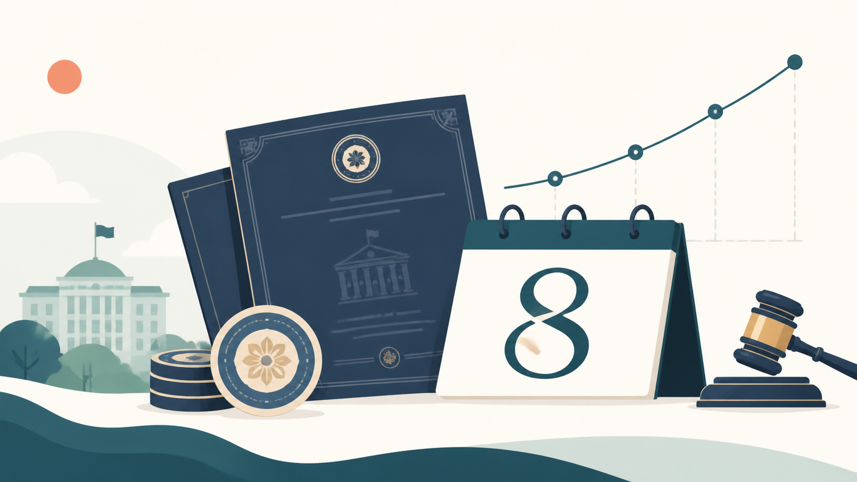 8월 국고채 경쟁입찰 발행을 상징하는 채권 일러스트